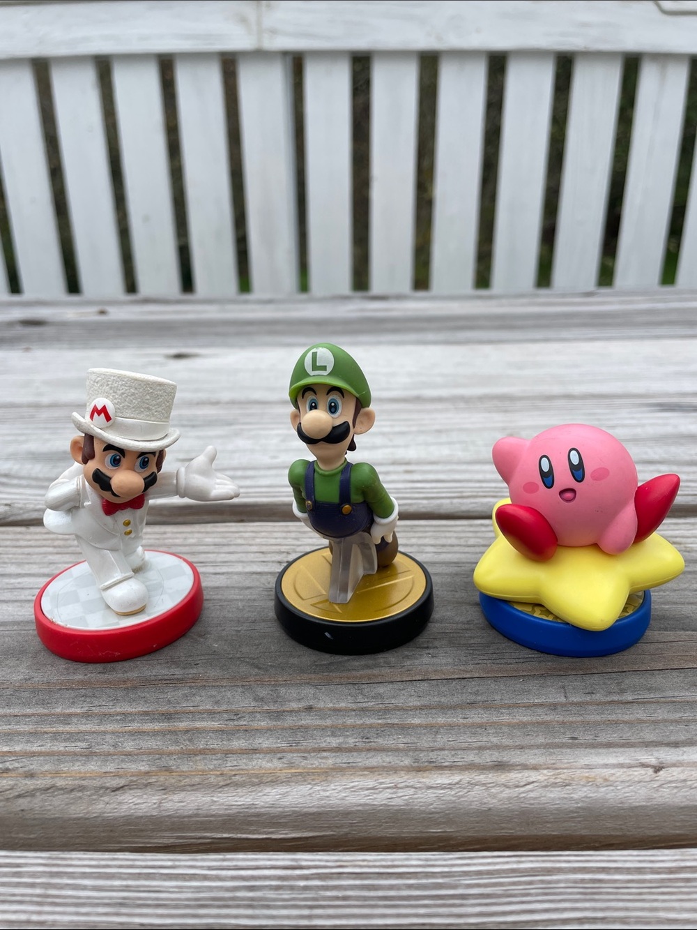 Nintendo White Mario, Green Luigi & Pink Kirby Figurine Set